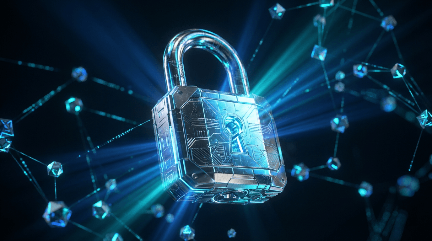 Digital security padlock representing data protection and cybersecurity